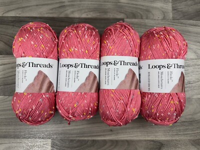 LOOPS & THREADS SALMON #20 A DECO ROSE PINK FLECKS ACRYLIC BLEND MEDIUM YARN LOT