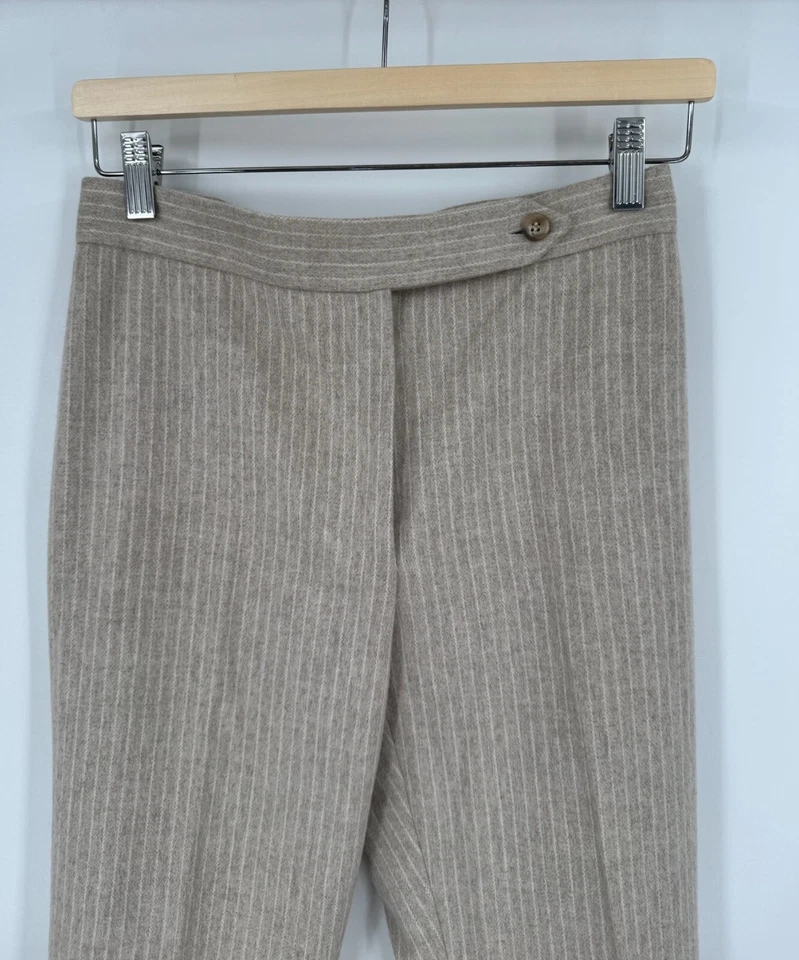 Max Mara женщин желтовато-коричневый в полоску шерсти Angora кролика прямые штанины платье брюки размер США 2 - Изображение 2 из 4