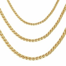Chaîne Plaqué Or Chaîne de Natte 24 Carat 3,4,5 MM Femmes Hommes Collier K6049D