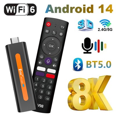 Dual WiFi Smart TV Box 5G Android 14 TV Stick 2GB+16GB 8K 6K Media Player 2.4G