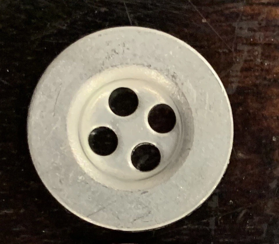 18mm Brushed Silver Round Metal 4 Hole Buttons Jacket Coat Military 4pcs - Image 2 of 4