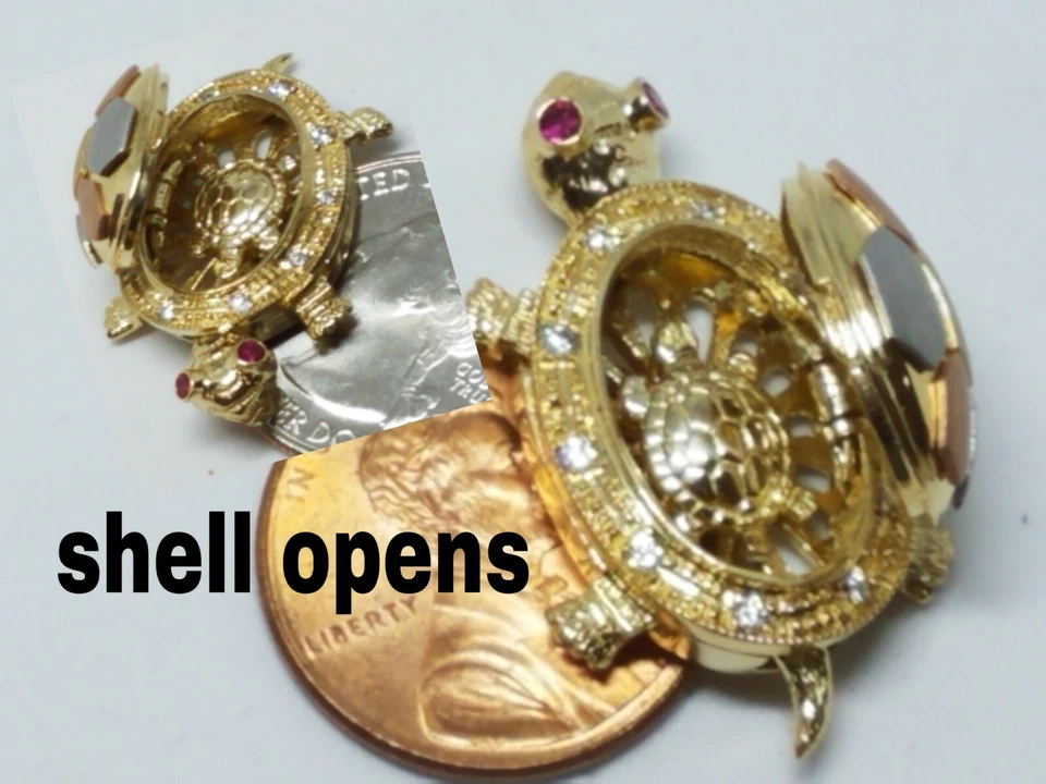 Oferta COL Tortuga 14k Colgante Buena Suerte Tortuga Madre Bebé Regálale 1” Foto 4 de 4