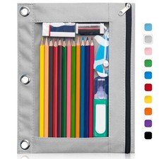 Clear Window Pencil Pouch for 3 Ring Binder Big Capacity Zipper Case