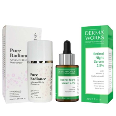 Dermaworks Damen Anti-Aging Hautpflege Set Retinol Gesichtsserum & Feuchtigkeitscreme