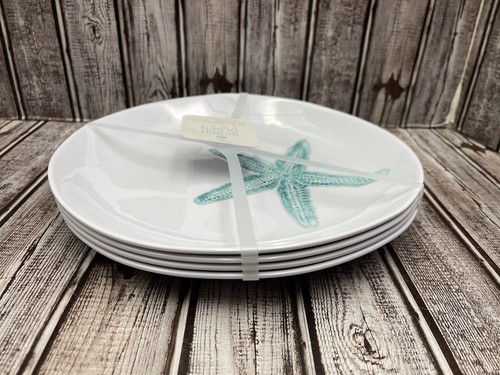 X4 Sigrid Olsen Melamine Starfish Dinner Plates 11" Coastal Beach Sea Life - Picture 5 of 9