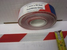 1 3M BRZ983L WHITE- RED Reflective Diagonal Stripe Conspicuity Tape 1" x 50'