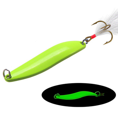 10pcs Glow Fishing Lures Metal Spinner Bait Bass Tackle Crankbait Spoon Trout
