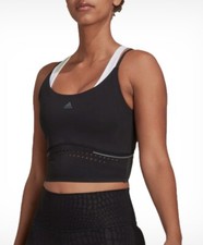 New Adidas Women's Aeroready HIIT 45 Seconds Crop Tank Top Black Size XS 70