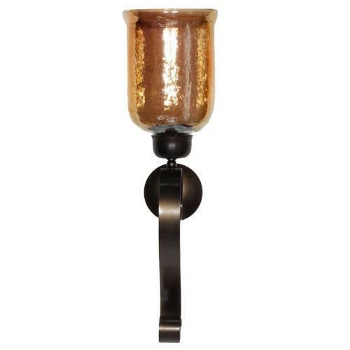 LOTUS Metal Wall Sconce Candle Holder Sconce Candle Holder 20" Gold Hammered - Picture 1 of 1