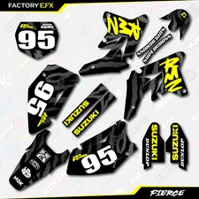 Black & Yellow Fierce Racing Graphics Kit fits 07-09 Suzuki RMZ250 RMZ 250