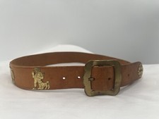 Women's Brown Leather Vintage Genuine Hand Crafted Western Buckle Belt Size N/A