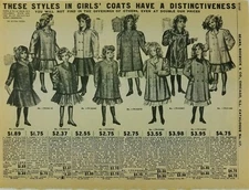 Antique girls jacket coat Vintage Advertisement From Sears Roebuck Page Catalog