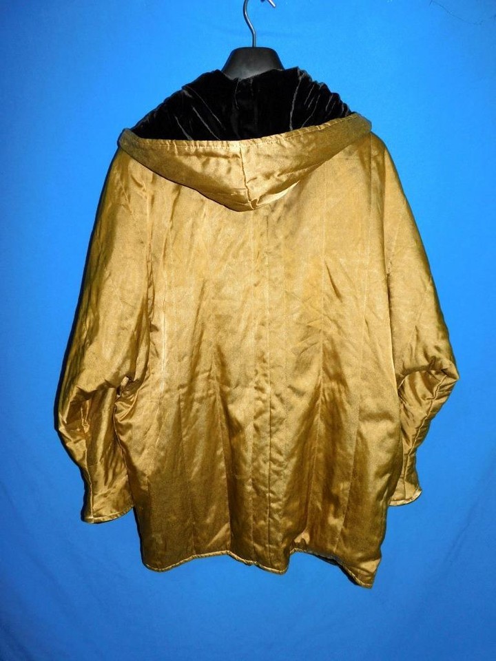 ST JOHN S Dark Brown Velvet Copper Reversible Coat Hooded Jacket Day