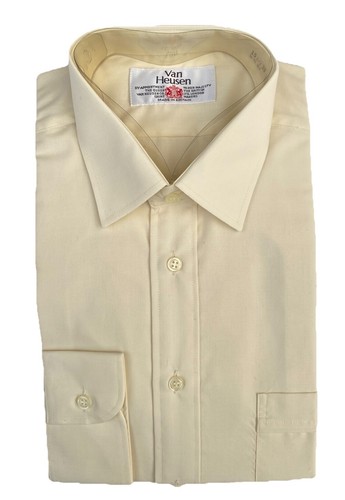 Camicia uomo Van Heusen 15,5" panna manica lunga 100% cotone vestibilità extra lunga NUOVA - Foto 3 di 10