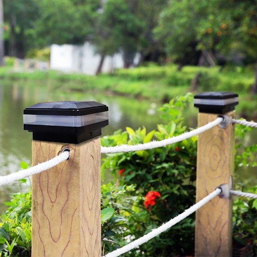 Black Solar Post Cap Lights Fence Lamp Outdoor for 4x4,5x5,6x6 inch Wooden Posts - Picture 9 of 15