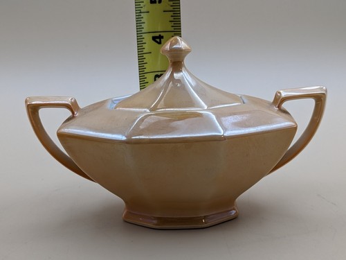 Vintage VICTORIA Czechoslovakia TEA SET Peach Lusterware China 14 Pc - Picture 10 of 24