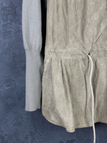 Brunello Cucinelli Two Tone Khaki Jacket Leather & Cashemere - Picture 9 of 20