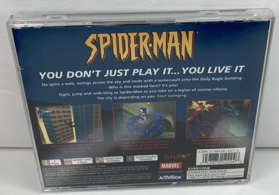 Spider-Man (SONY PlayStation 1, 2000) PS1 BLACK LABEL COMPLETE PRISTINE NEW MINT - Image 3 of 4