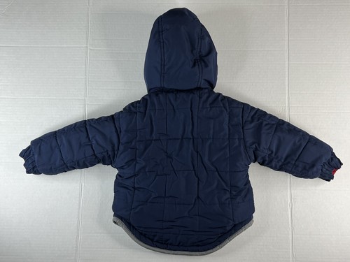 Oshkosh B'Gosh Reversible Coat 18 Months Red Blue Hood Winter Snaps Zipper - Picture 6 of 11