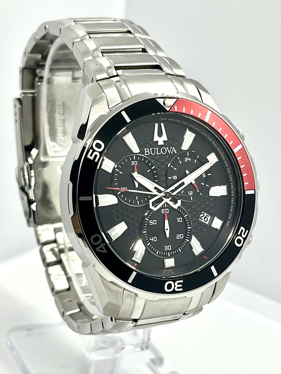 【新品未使用】 BULOVA Bulova Men's Black IP Stainless Steel Chronograph Watch