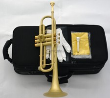 Professional Satin Yellow Trumpet Bb-Flat Reverse Leadpipe Amado Waterkeys
