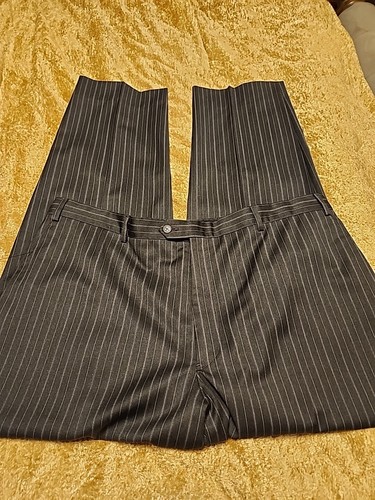 Armani Collezioni Men's Charcoal Striped Wool Dress Pants Flat Front Size IT 48 - Picture 4 of 11