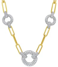 3.33CT DIAMOND 14KT 2 TONE GOLD 3D CIRCLE OF LIFE LOVE KNOT BY THE YARD NECKLACE