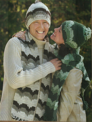 HAT AND SCARF SETS MEN'S WOMEN'S & CHILD SIZES CROCHET PATTERN INSTRUCTIONS