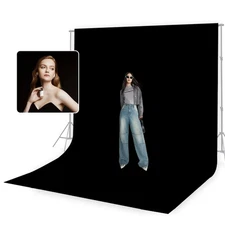 10 x 10 ft Black Backdrop Background for Photography, Photo Cloth Background Sc