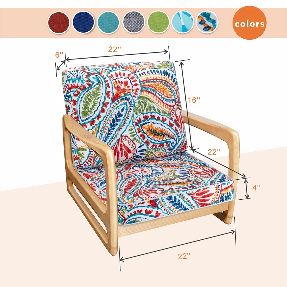 Cojín Exterior Almohada Mechonada, Asiento Profundo Juego de Cojín Silla Exterior 22"x22" Pa... Foto 4 de 4