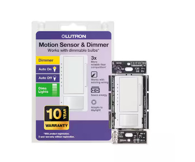 Lutron MSCL-OP153MH-WH Maestro White 120V Motion Light Sensor Digital Dimmer