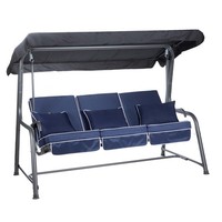 Alfresia 3 Seater Charcoal Reclining Swing Seat with Luxury Navy Blue Cushions