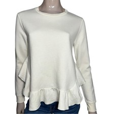 Stella McCartney Women's Size 40 M Cream Ivory Ruffle Trim Sweatshirt