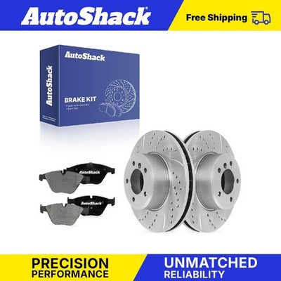 Front Drilled Slotted Brake Rotors Ceramic Pads for BMW, 528i 2008-2010