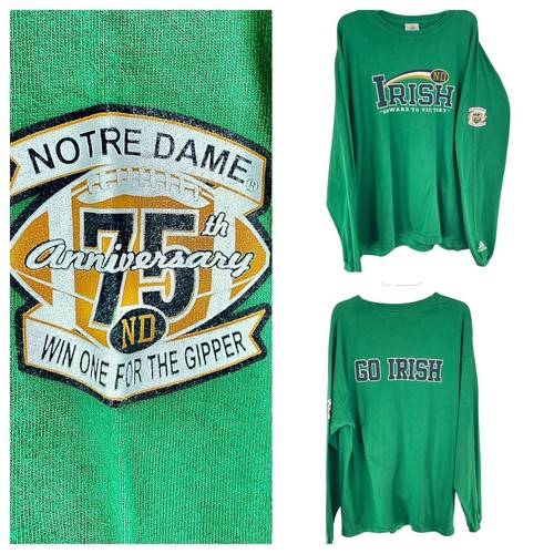 Vtg @1995 Notre Dame 75th Anniversary Gipper Adidas L/S Crew Neck Made In USA XL
