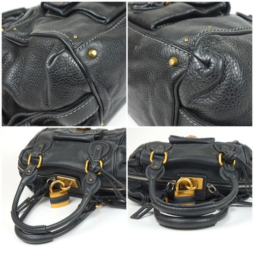 Bolso de Mano Chloe Paddington Cuero Negro Candado Llave Usado 73010 - Imagen 4 de 10