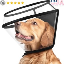 Adjustable Dog Recovery Collar Patented Foldable Design Soft Edges Clear Vision