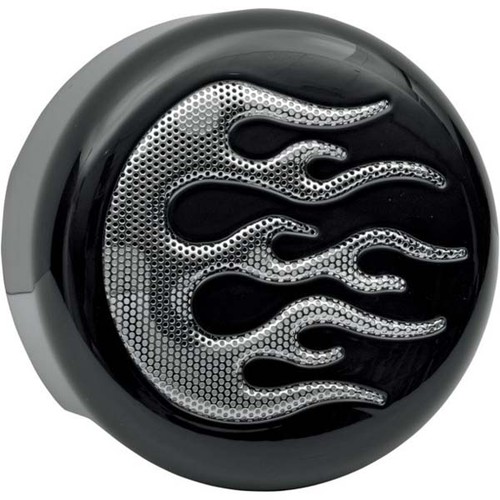 Cover Couverture Klaxon Noir Flame Flamme Ø102mm Custom Bobber Chopper - 第 1/1 張圖片