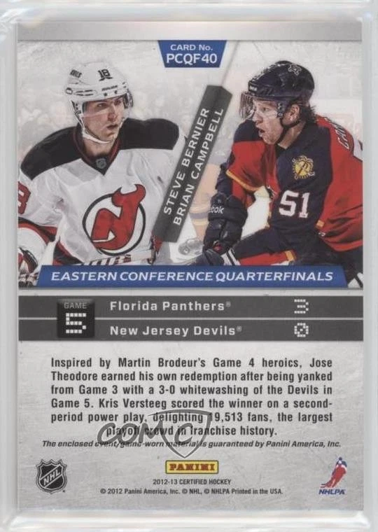 2012-13 Certified Dual Jerseys /250 Brian Campbell Steve Bernier #PCQF40 - Image 2 of 2