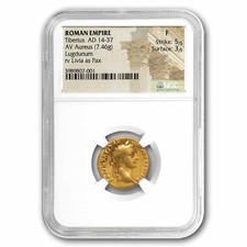 Rome AV Aureus Tiberius 14-37 AD Fine NGC (Tribute Penny)