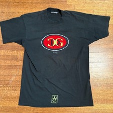 Vintage DG NYC 93 T-Shirt Black Red Logo Made in USA 90s Streetwear Size Large