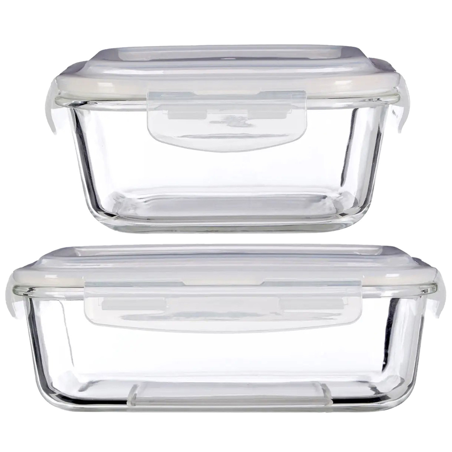 Freska 800/1520ml Borosilicate Glass Lunch Box Food Container Airtight Lid Set