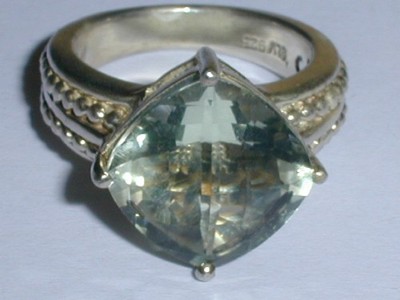 DESIGNER - SLV - Sadye L Vassil STERLING GROSSER FACETTIERTER AQUAMARIN RING - GRÖSSE 6!
