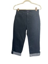 NYDJ Jeans Womens 2 Crop Cuffed Capri Lift Tuck Dark Wash Denim Jeans 4559