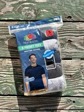 6-Pack FRUIT of the LOOM Men's S 34-36 Pocket Tees T-Shirts Eversoft Cotton