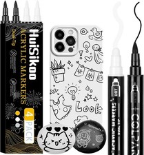 Paint Marker, 4 Pack Dual Tip Acrylic Paint Pens with Medium Tip and Brush Tip,