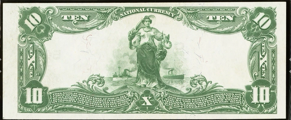 1902 $10 Plain Back Fr. 633 The First NB Fowler, Indiana CH#5430 PMG UNC 58 EPQ. - Image 3 of 4