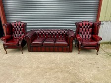 VINTAGE OXBLOOD LEATHER CHESTERFIELD SUITE FULL UK 🇬🇧 DELIVERY 🚚 AVAILABLE