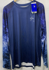Guy Harvey Men's Deep Blue Shirt Raglan Sun Protection Long Sleeve T-shirt Large