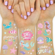 xo, Fetti 112pc Under The Sea Mermaid Temporary Tattoos, Kids Bday Favor
